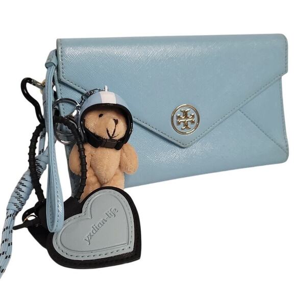Tory Burch Robinson Envelope Wristlet- Wallet- Clutch Bag- Blue - Picture 3 of 8